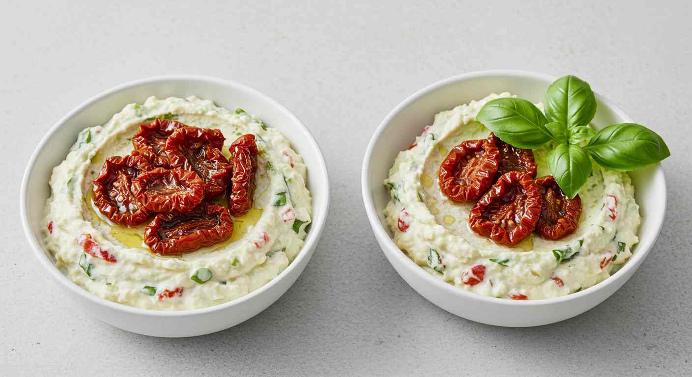 Dip de Queso de Cabra, Tomate Deshidratado y Albahaca