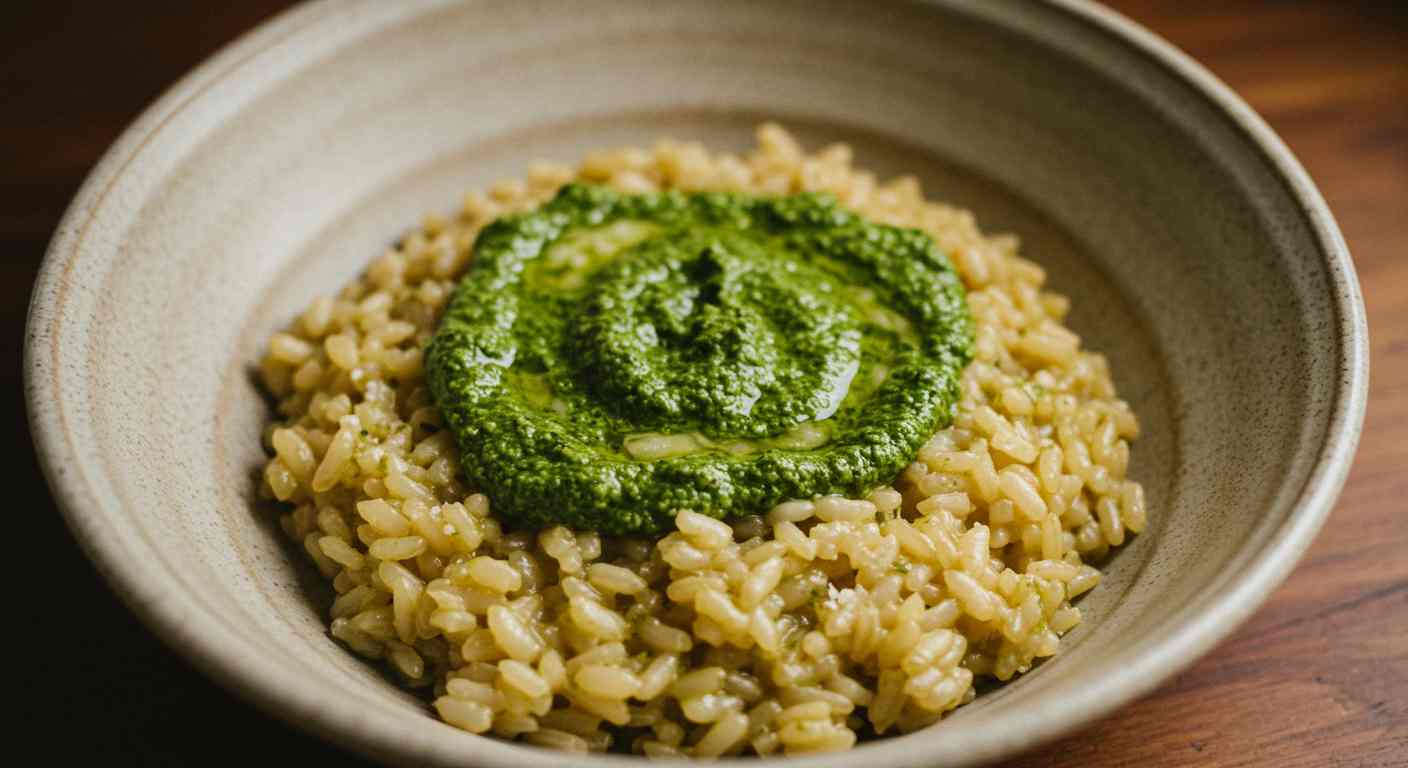 Risotto de Arroz Integral al Pesto
