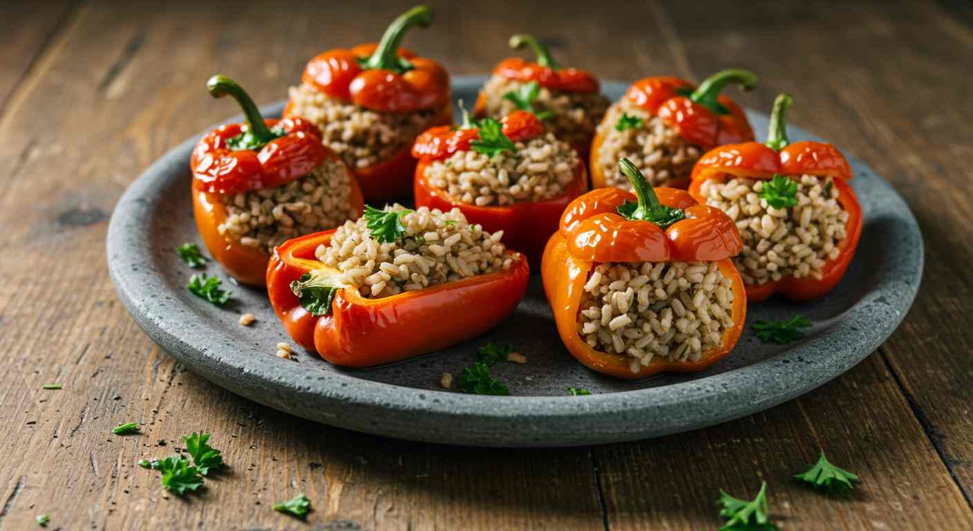 Pimientos Rellenos con Arroz Integral