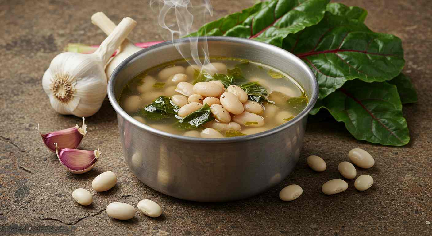 Frijoles blancos, ajo y acelgas Sopa