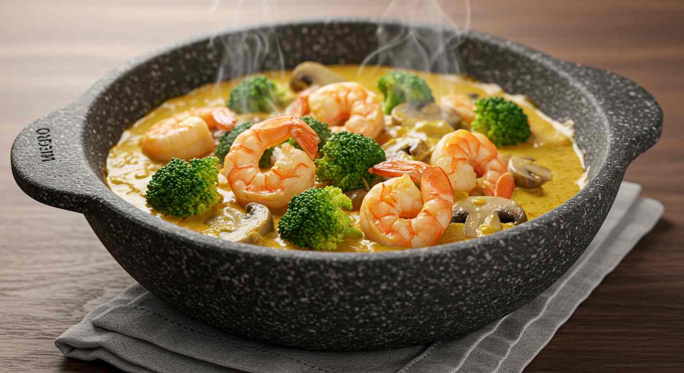 Curry De Camarones Y Coco Con Verduras - Especial para tiroides