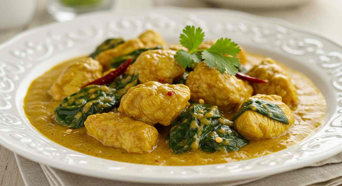 Pollo al curry con espinacas - Especial para tiroides