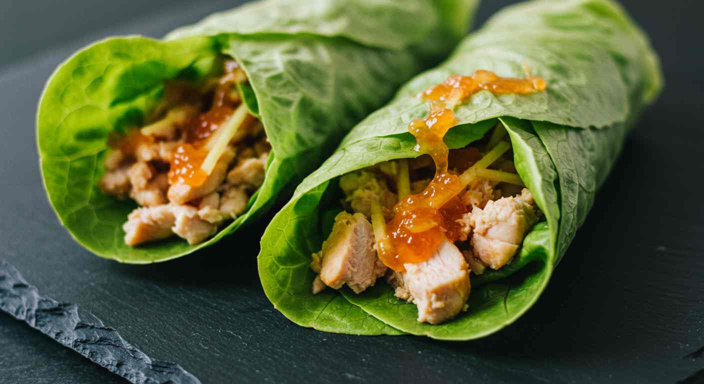 Wraps de lechuga y pollo con jengibre - Especial para tiroides