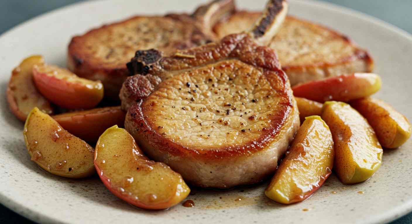 Chuletas de cerdo con manzanas glaseadas - Especial para tiroides