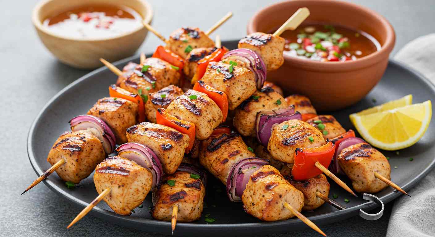 brochetas de Pollo a la Parrilla - Ideal para Diabéticos