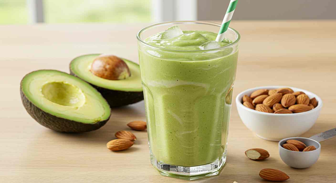 Batido de Aguacate y Almendras - Rico en Grasas Saludables