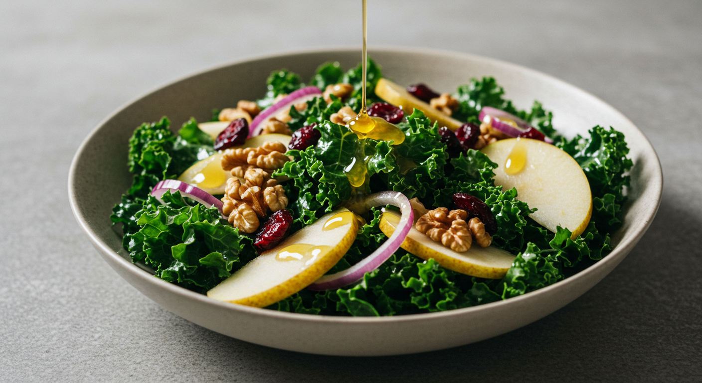 Ensalada de col rizada con miel y limón